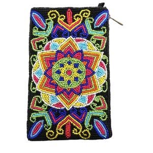 Bamboo Trading Company Mandala Multicolored Pattern Wristlet Cross Body Bag